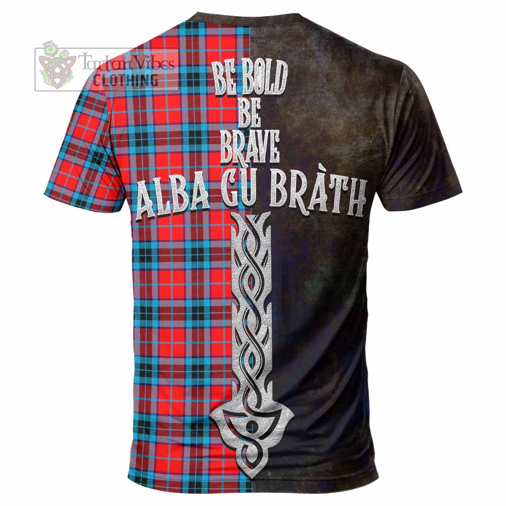 Tartan Vibes Clothing MacTavish (McTavish) Tartan Family Crest T-Shirt Alba Gu Brath Be Brave Lion Ancient Style