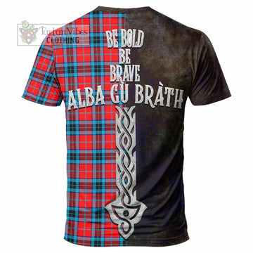 Tartan Vibes Clothing MacTavish (McTavish) Tartan Family Crest T-Shirt Alba Gu Brath Be Brave Lion Ancient Style
