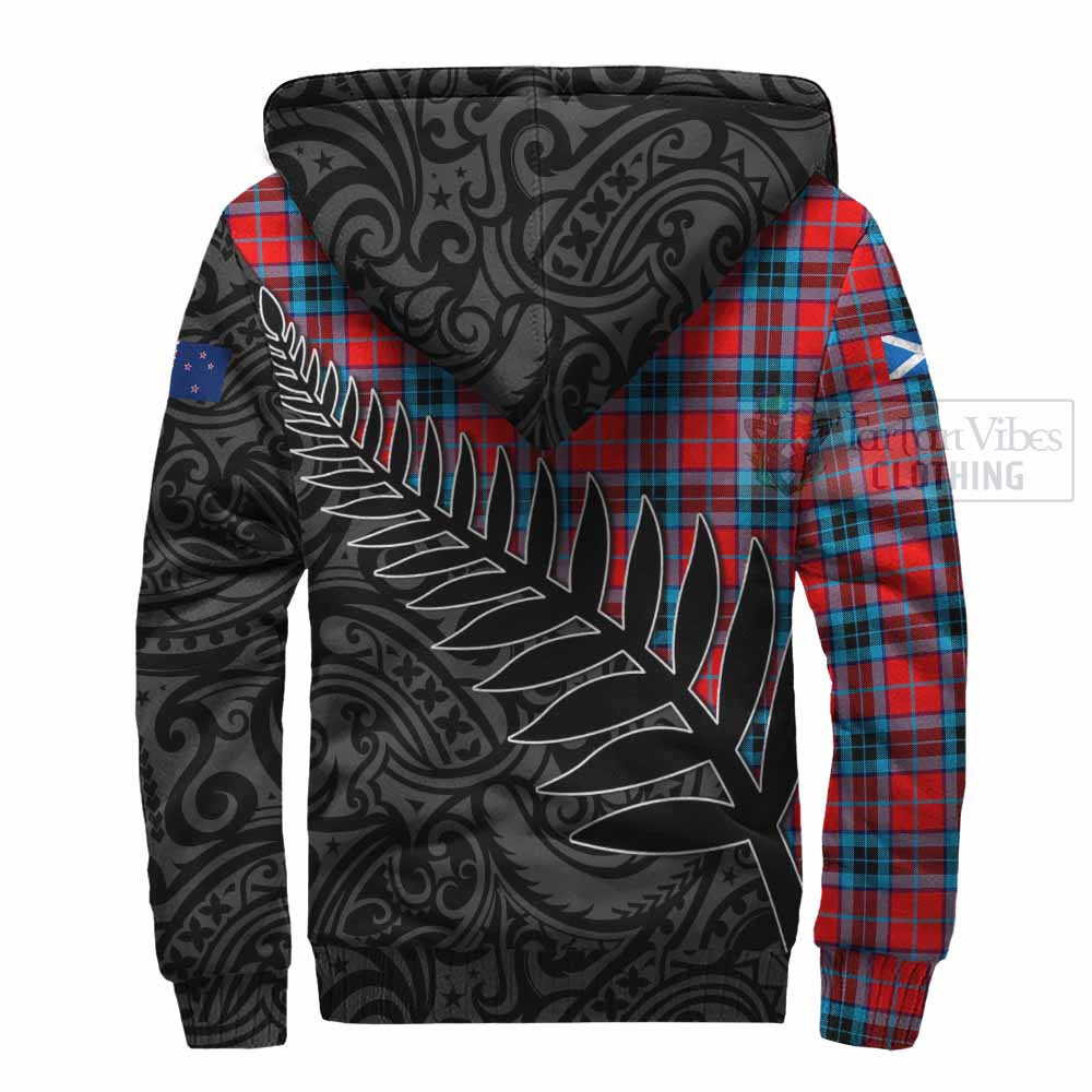 Tartan Vibes Clothing MacTavish (McTavish) Crest Tartan Sherpa Hoodie with New Zealand Silver Fern Half Style