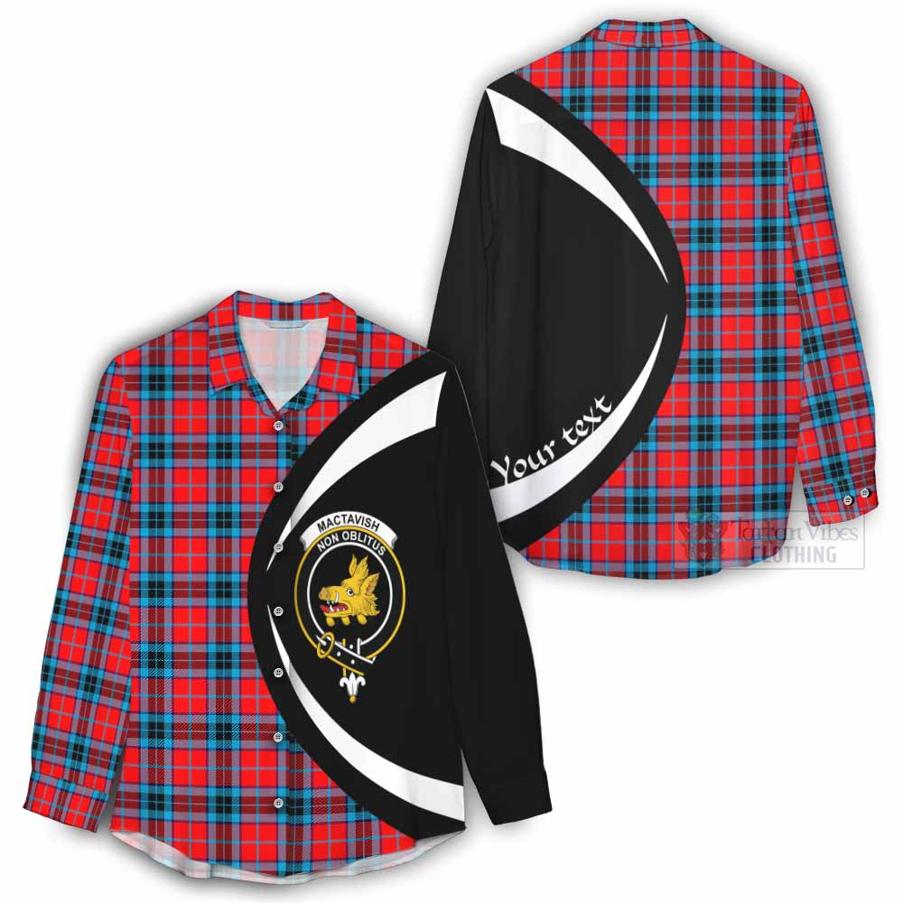 Tartan Vibes Clothing MacTavish (McTavish) Tartan Women's Casual Shirt with Family Crest Circle Style