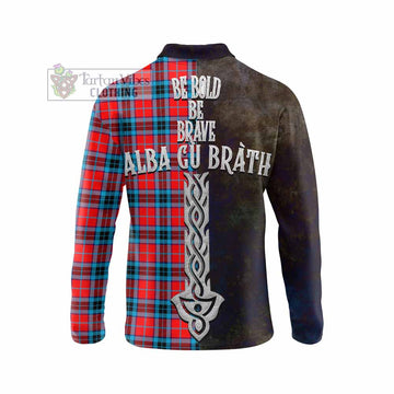 MacTavish (McTavish) Tartan Family Crest Long Sleeve Polo Shirt Alba Gu Brath Be Brave Lion Ancient Style