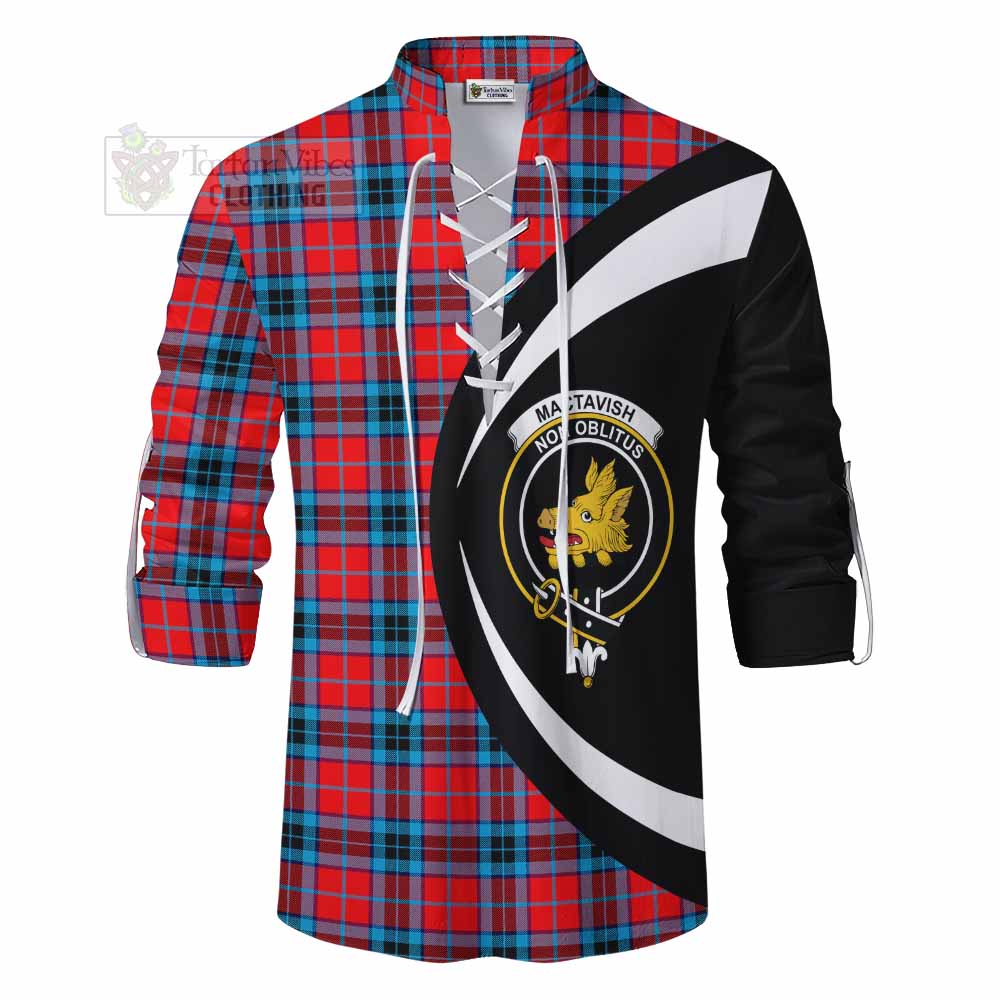Tartan Vibes Clothing MacTavish (McTavish) Tartan Ghillie Kilt Shirt with Family Crest Circle Style