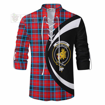 Tartan Vibes Clothing MacTavish (McTavish) Tartan Ghillie Kilt Shirt with Family Crest Circle Style