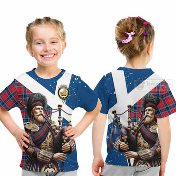 Tartan Vibes Clothing MacTavish (McTavish) Tartan Kid T-Shirt with Family Crest Scottish Bagpiper Vibes