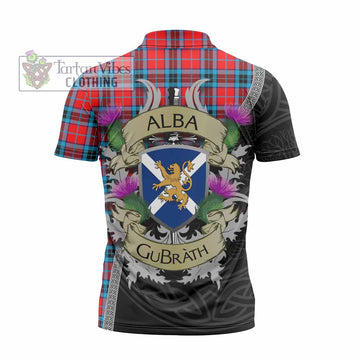 MacTavish (McTavish) Tartan Family Crest Zipper Polo Shirt Lion Rampant Royal Thistle Shield Celtic Inspired