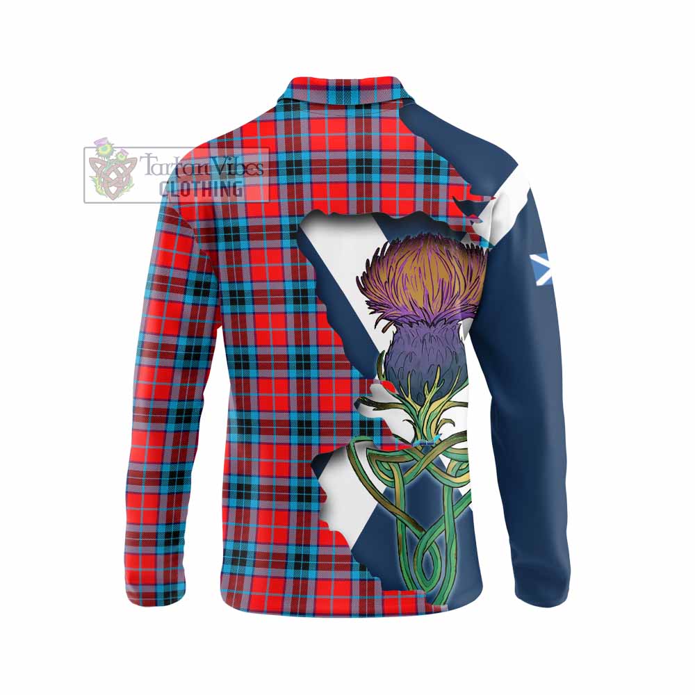 Tartan Vibes Clothing MacTavish (McTavish) Tartan Family Crest Long Sleeve Polo Shirt Scottish Thistle Celtic Inspired