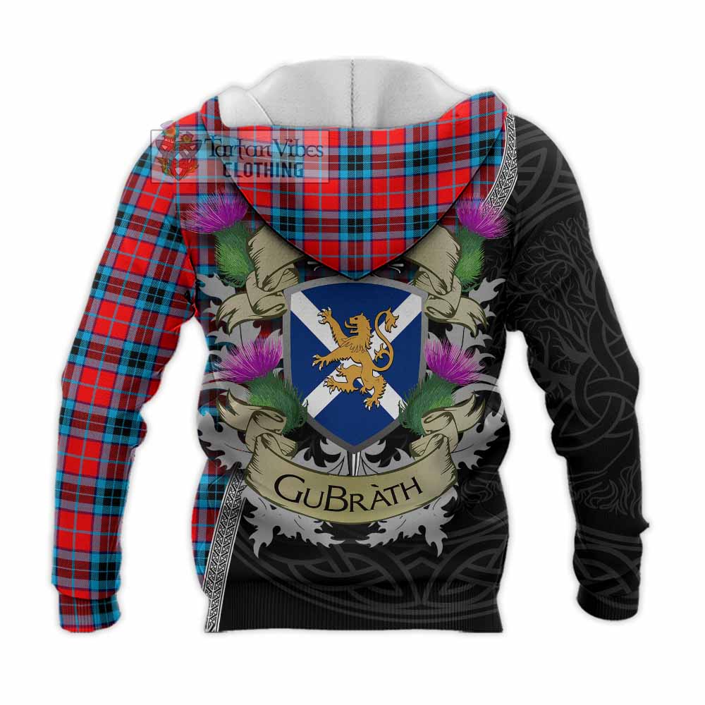 Tartan Vibes Clothing MacTavish (McTavish) Tartan Family Crest Knitted Hoodie Lion Rampant Royal Thistle Shield Celtic Inspired