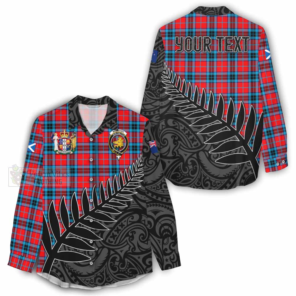 Tartan Vibes Clothing MacTavish (McTavish) Crest Tartan Women's Casual Shirt with New Zealand Silver Fern Half Style