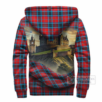 MacTavish (McTavish) Tartan Family Crest Sherpa Hoodie with Scottish Ancient Castle Style