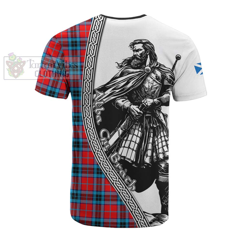 MacTavish (McTavish) Tartan Clan Crest Cotton T-shirt with Highlander Warrior Celtic Style