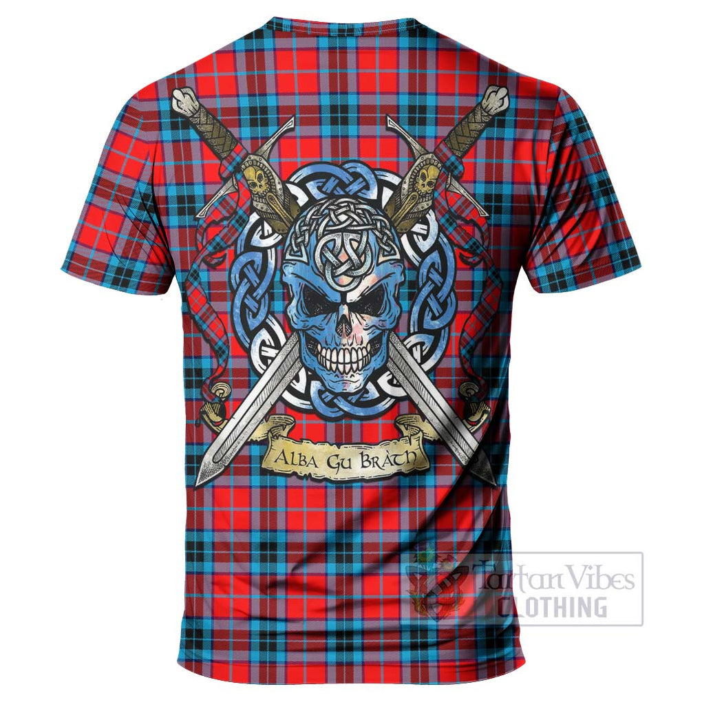 Tartan Vibes Clothing MacTavish (McTavish) Tartan T-Shirt with Family Crest Celtic Skull Style