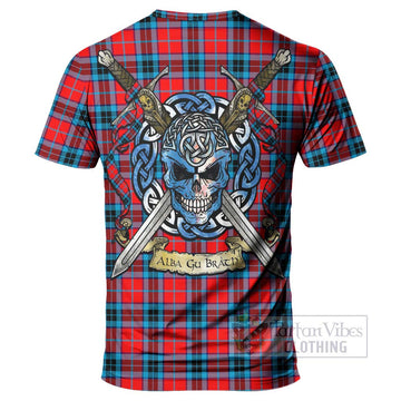 Tartan Vibes Clothing MacTavish (McTavish) Tartan T-Shirt with Family Crest Celtic Skull Style