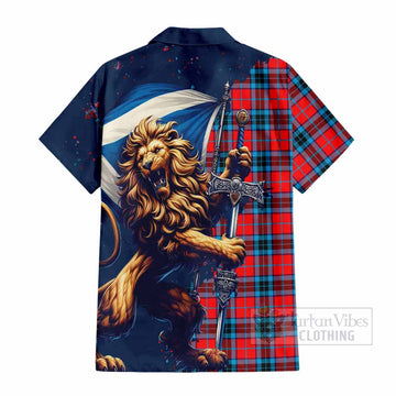 MacTavish (McTavish) Tartan Family Crest Hawaiian Shirt with Scottish Majestic Lion