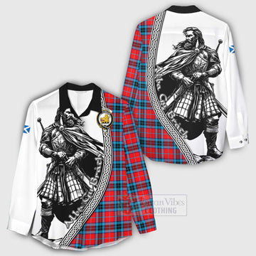 Tartan Vibes Clothing MacTavish (McTavish) Tartan Clan Crest Women's Casual Shirt with Highlander Warrior Celtic Style