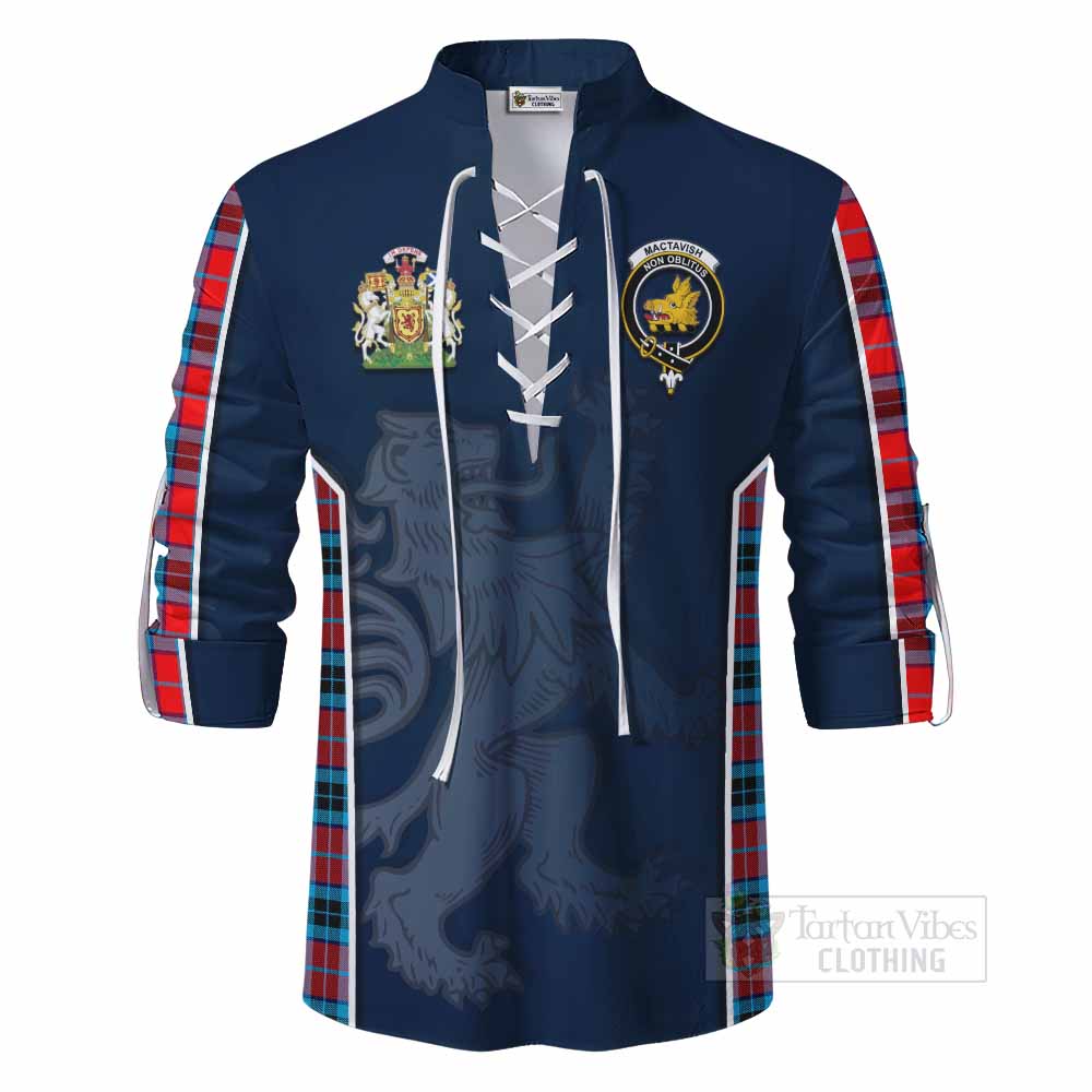 Tartan Vibes Clothing MacTavish (McTavish) Tartan Ghillie Kilt Shirt with Family Crest and Lion Rampant Vibes Sport Style
