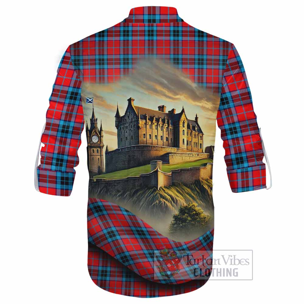 Tartan Vibes Clothing MacTavish (McTavish) Tartan Family Crest Ghillie Kilt Shirt with Scottish Ancient Castle Style