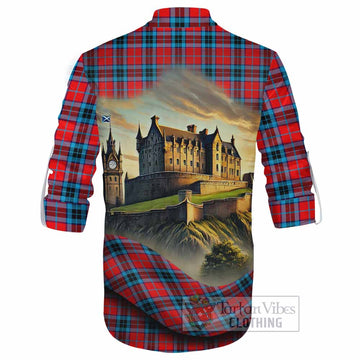 Tartan Vibes Clothing MacTavish (McTavish) Tartan Family Crest Ghillie Kilt Shirt with Scottish Ancient Castle Style