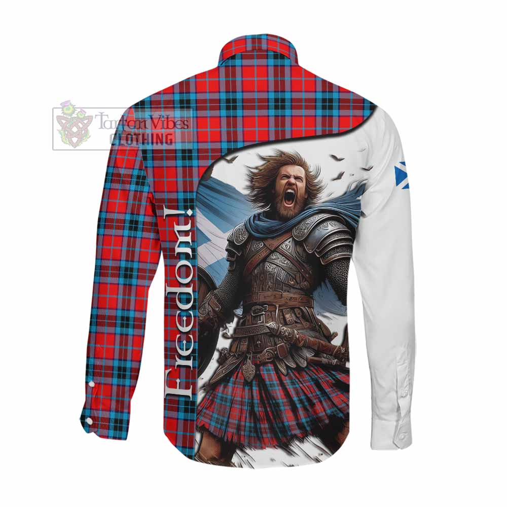 Tartan Vibes Clothing MacTavish (McTavish) Crest Tartan Long Sleeve Button Shirt Inspired by the Freedom of Scottish Warrior