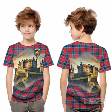 MacTavish (McTavish) Tartan Family Crest Kid T-Shirt with Scottish Ancient Castle Style