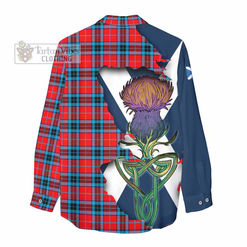 Tartan Vibes Clothing MacTavish (McTavish) Tartan Family Crest Women's Casual Shirt Scottish Thistle Celtic Inspired