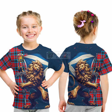 MacTavish (McTavish) Tartan Family Crest Kid T-Shirt with Scottish Majestic Lion