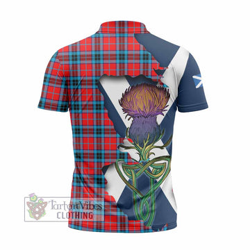 MacTavish (McTavish) Tartan Family Crest Zipper Polo Shirt Scottish Thistle Celtic Inspired