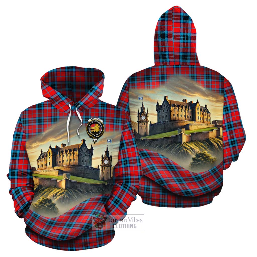 Tartan Vibes Clothing MacTavish (McTavish) Tartan Family Crest Cotton Hoodie with Scottish Ancient Castle Style