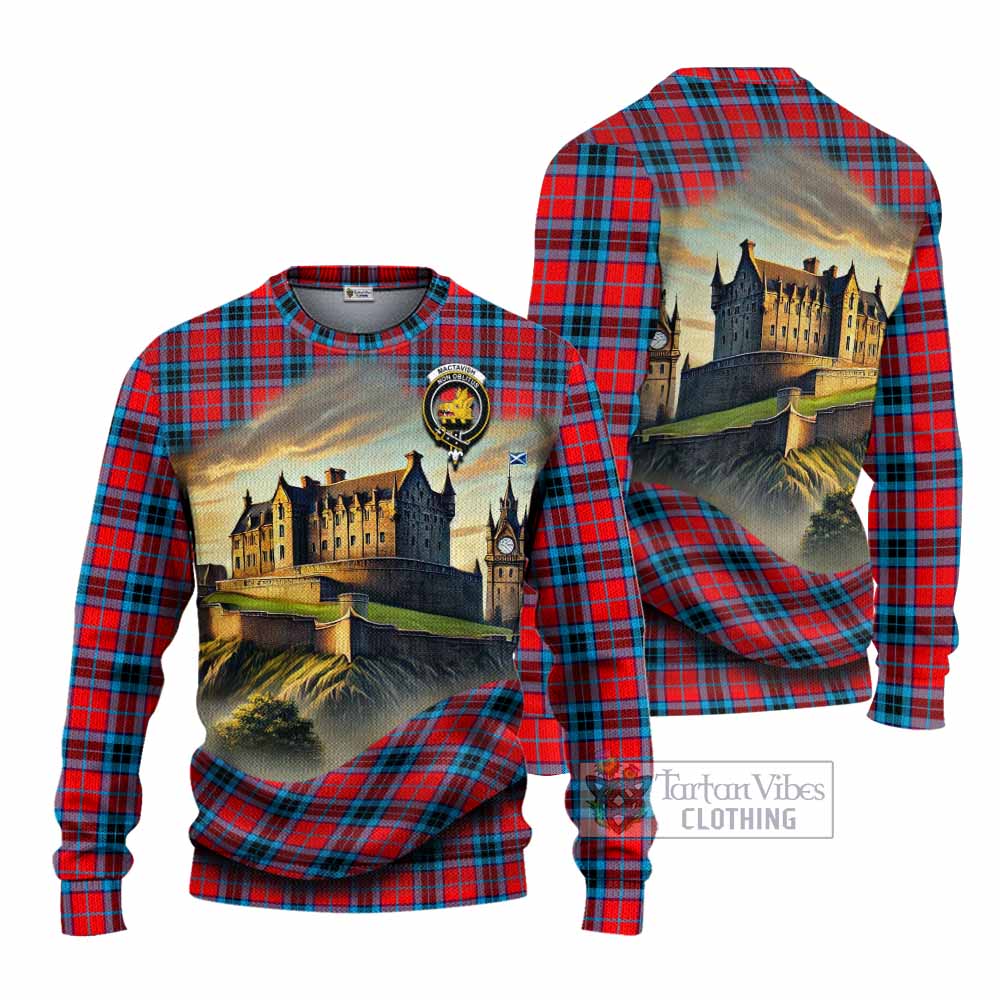 MacTavish (McTavish) Tartan Family Crest Knitted Sweater with Scottish Ancient Castle Style - Tartan Vibes Clothing