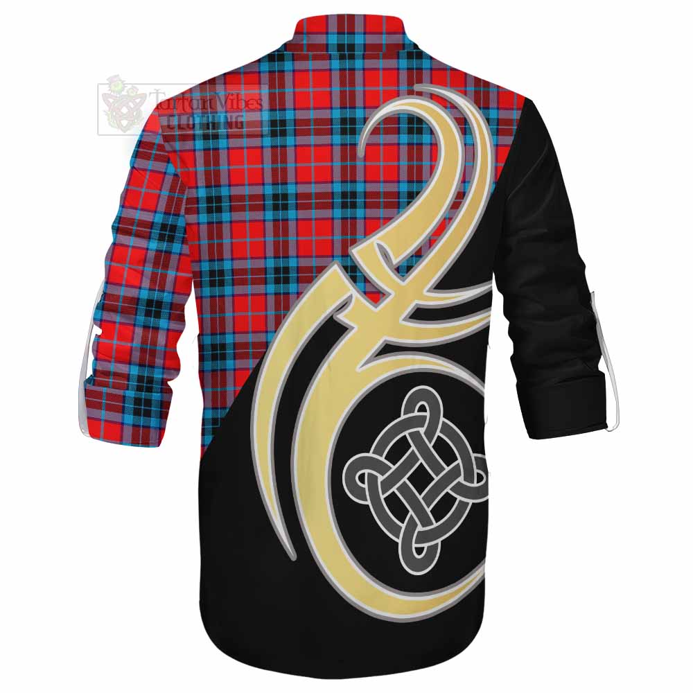Tartan Vibes Clothing MacTavish (McTavish) Tartan Ghillie Kilt Shirt with Family Crest and Celtic Symbol Style
