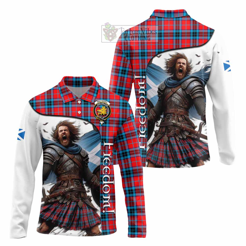 Tartan Vibes Clothing MacTavish (McTavish) Crest Tartan Long Sleeve Polo Shirt Inspired by the Freedom of Scottish Warrior