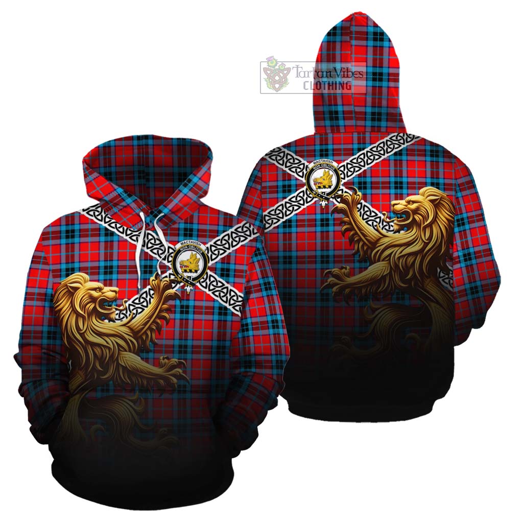 Tartan Vibes Clothing MacTavish (McTavish) Crest Tartan Cotton Hoodie with Golden Lion Emblem Celtic Style