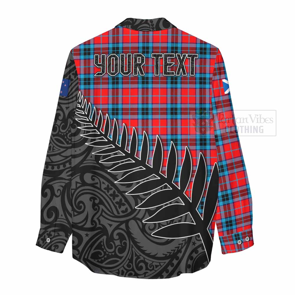 Tartan Vibes Clothing MacTavish (McTavish) Crest Tartan Women's Casual Shirt with New Zealand Silver Fern Half Style
