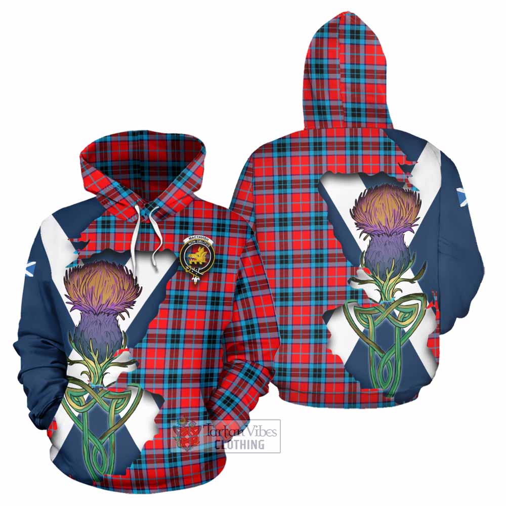 Tartan Vibes Clothing MacTavish (McTavish) Tartan Family Crest Hoodie Scottish Thistle Celtic Inspired