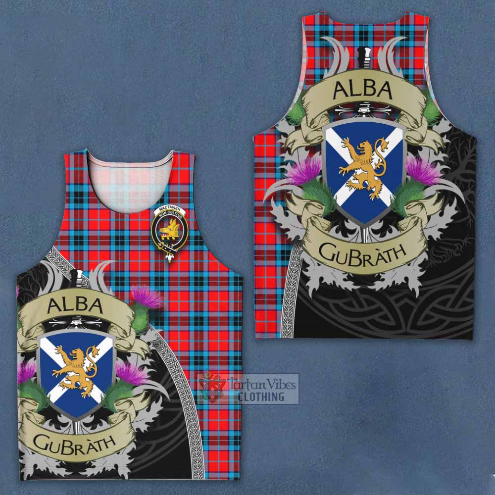 Tartan Vibes Clothing MacTavish (McTavish) Tartan Family Crest Men's Tank Top Lion Rampant Royal Thistle Shield Celtic Inspired