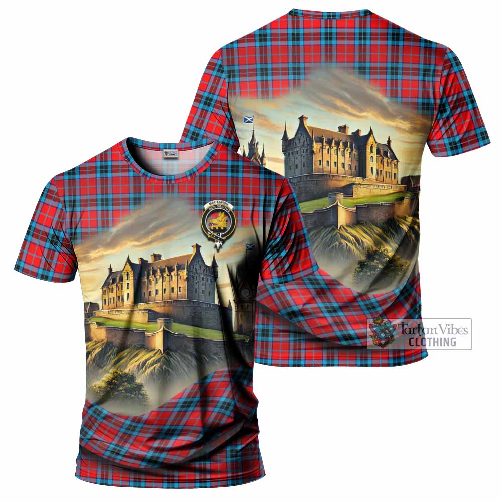 Tartan Vibes Clothing MacTavish (McTavish) Tartan Family Crest T-Shirt with Scottish Ancient Castle Stype