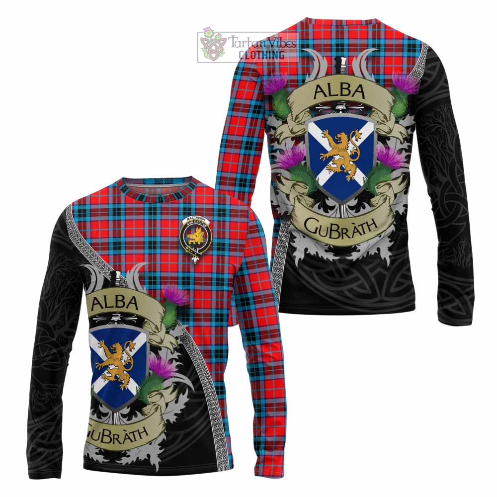 Tartan Vibes Clothing MacTavish (McTavish) Tartan Family Crest Long Sleeve T-Shirt Lion Rampant Royal Thistle Shield Celtic Inspired