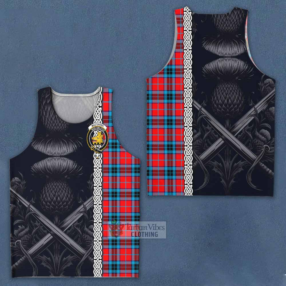 Tartan Vibes Clothing MacTavish (McTavish) Tartan Men's Tank Top with Family Crest Cross Sword Thistle Celtic Vibes