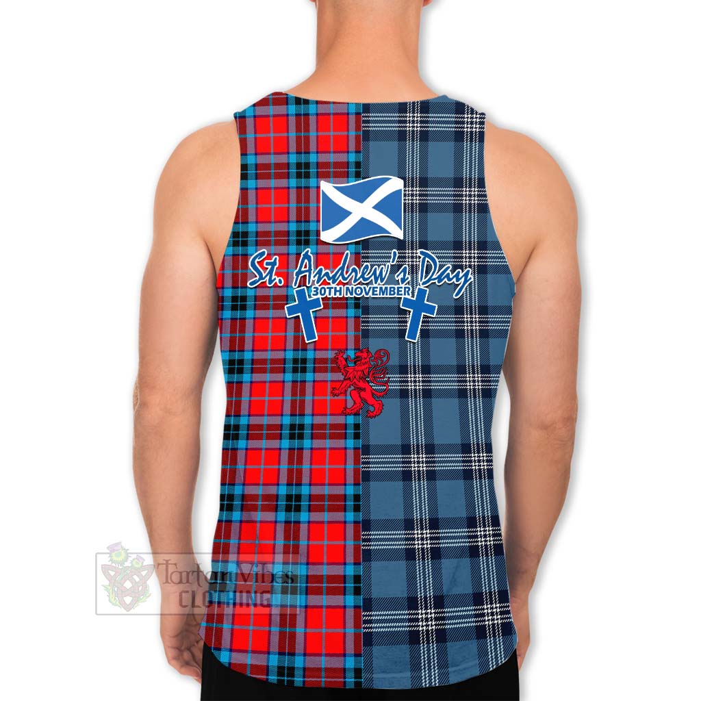 Tartan Vibes Clothing MacTavish (McTavish) Tartan Men's Tank Top Happy St. Andrew's Day Half Tartan Style