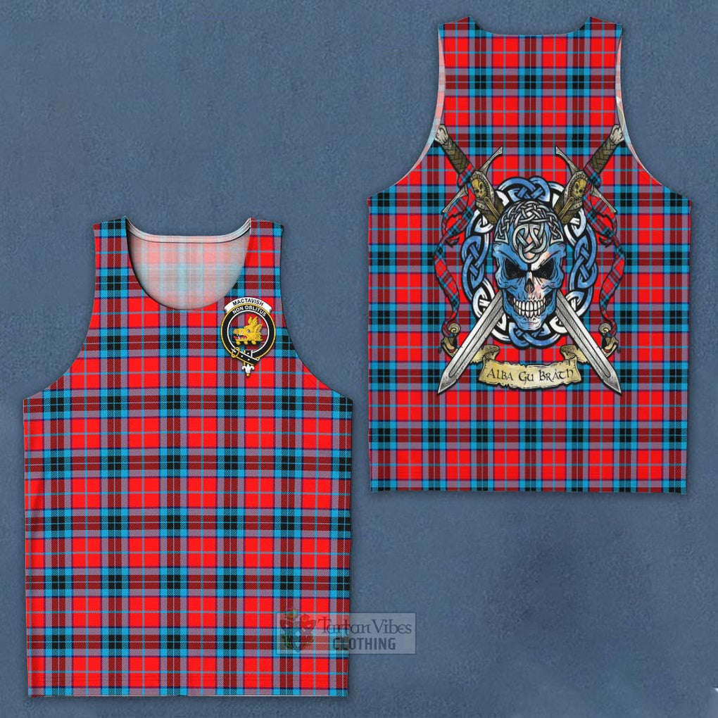 Tartan Vibes Clothing MacTavish (McTavish) Tartan Men's Tank Top with Family Crest Celtic Skull Style