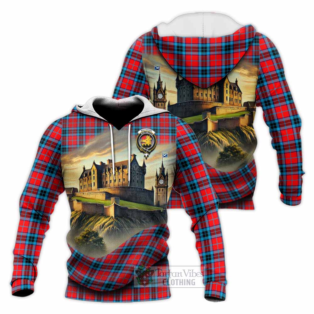 Tartan Vibes Clothing MacTavish (McTavish) Tartan Family Crest Knitted Hoodie with Scottish Ancient Castle Style