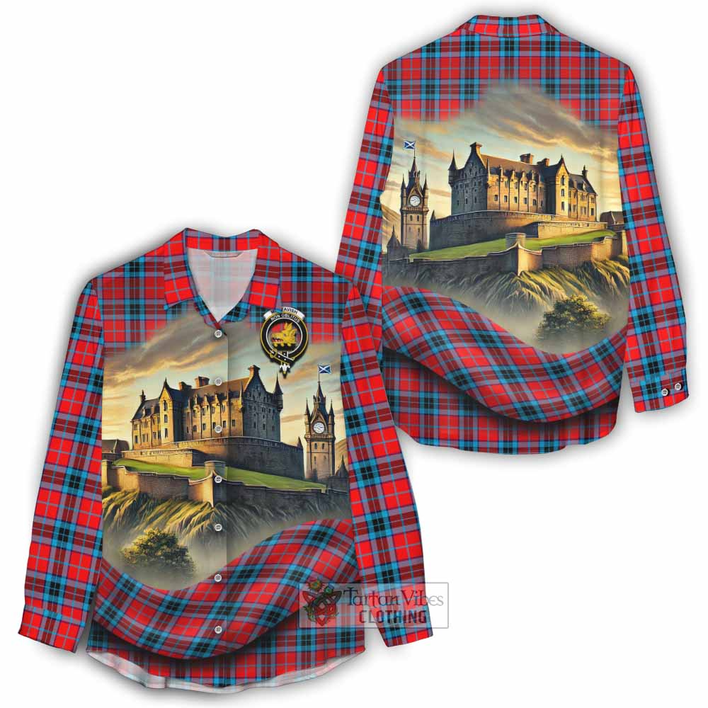 Tartan Vibes Clothing MacTavish (McTavish) Tartan Family Crest Women's Casual Shirt with Scottish Ancient Castle Style