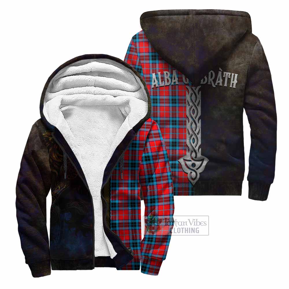 Tartan Vibes Clothing MacTavish (McTavish) Tartan Family Crest Sherpa Hoodie Alba Gu Brath Be Brave Lion Ancient Style