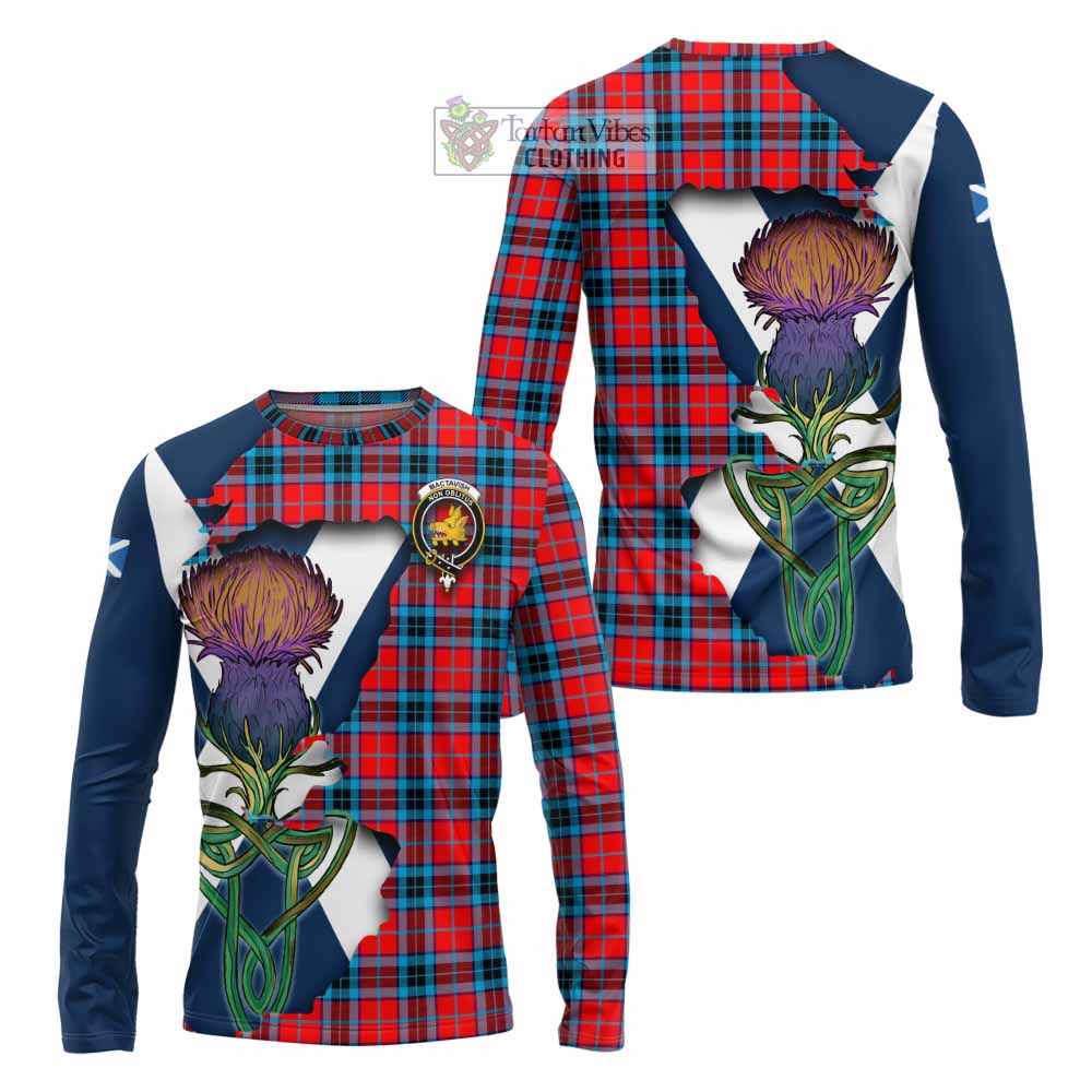 Tartan Vibes Clothing MacTavish (McTavish) Tartan Family Crest Long Sleeve T-Shirt Scottish Thistle Celtic Inspired