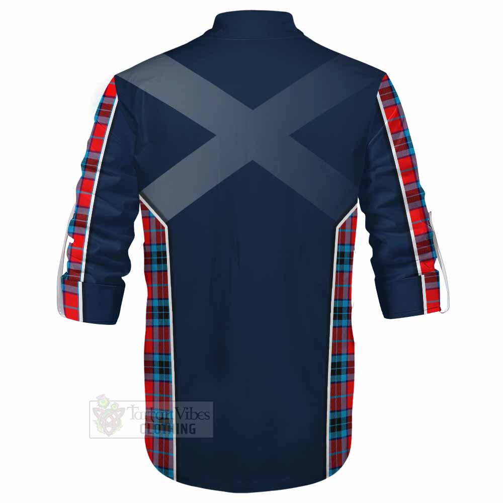 Tartan Vibes Clothing MacTavish (McTavish) Tartan Ghillie Kilt Shirt with Family Crest and Lion Rampant Vibes Sport Style
