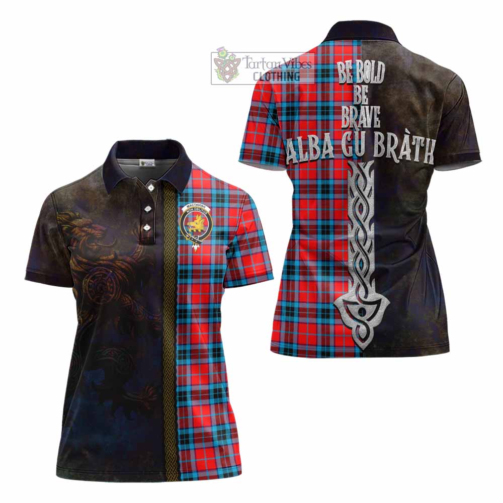 Tartan Vibes Clothing MacTavish (McTavish) Tartan Family Crest Women's Polo Shirt Alba Gu Brath Be Brave Lion Ancient Style