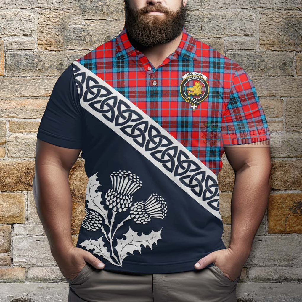 MacTavish (McTavish) Tartan Polo Shirt Featuring Thistle and Scotland Map