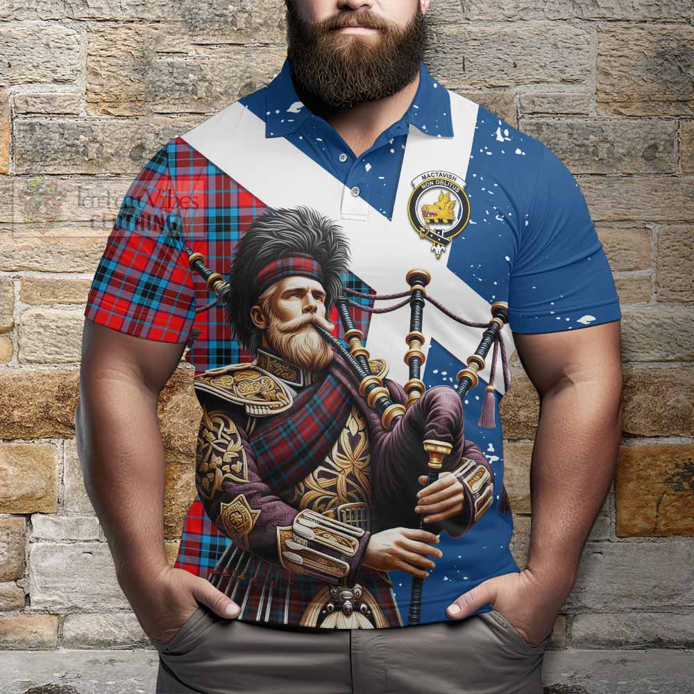 Tartan Vibes Clothing MacTavish (McTavish) Tartan Polo Shirt with Family Crest Scottish Bagpiper Vibes