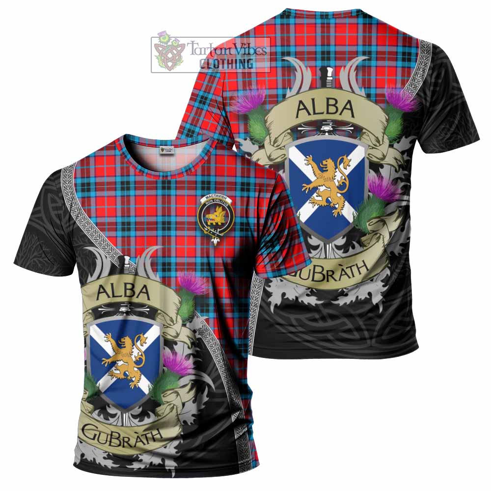 Tartan Vibes Clothing MacTavish (McTavish) Tartan Family Crest T-Shirt Lion Rampant Royal Thistle Shield Celtic Inspired