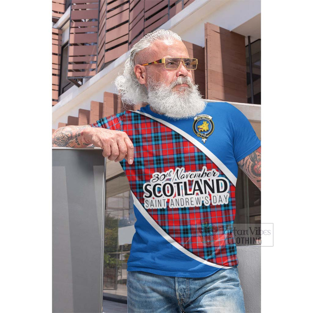 Tartan Vibes Clothing MacTavish (McTavish) Family Crest Tartan Cotton T-shirt Celebrate Saint Andrew's Day in Style
