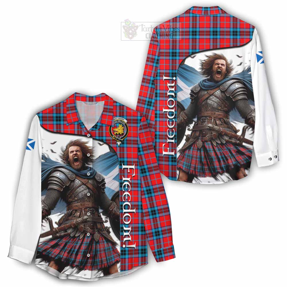 Tartan Vibes Clothing MacTavish (McTavish) Crest Tartan Women's Casual Shirt Inspired by the Freedom of Scottish Warrior
